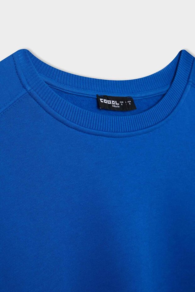 Coool Oversize Geniş Kalıp Bisiklet Yaka Basic Düz Sweatshirt (25 WN) - 8