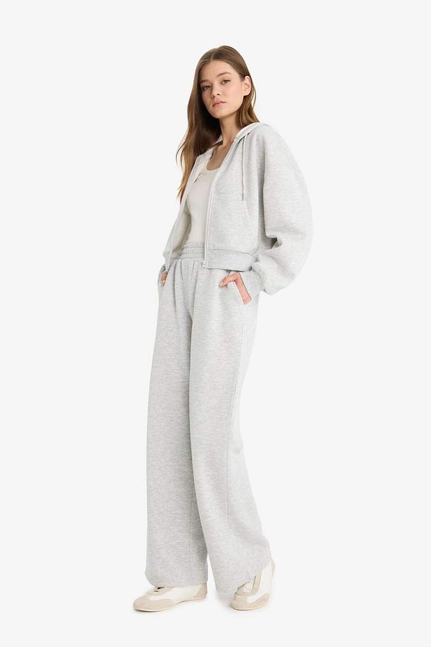 Coool Wide Leg Geniş Bol Paça Eşofman Altı Beli Lastikli Bağcıklı Cepli Basic Düz B3345AX24WN - 3