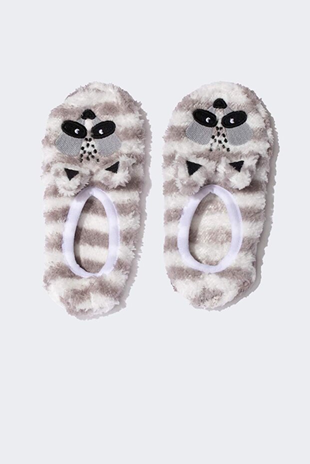Raccoon Themed Striped Flat Sole Home Slippers for Boys D3454A824Wn