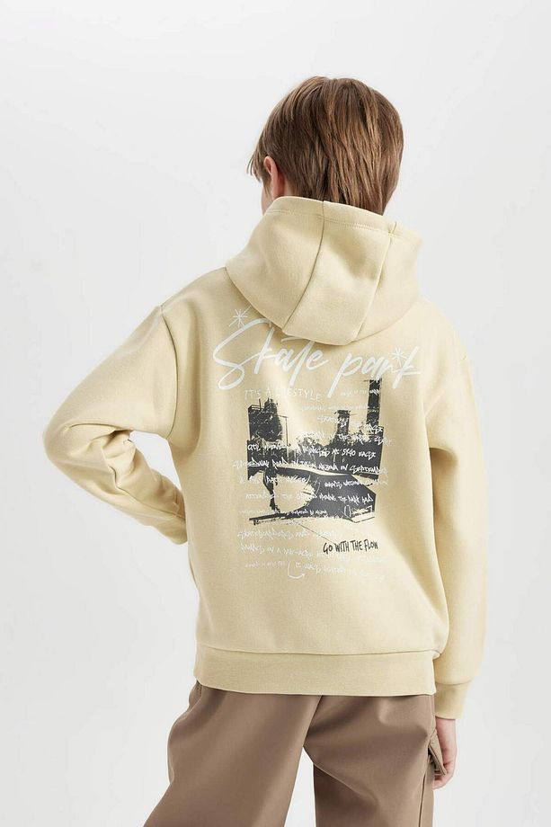 Erkek Çocuk Kapüşonlu Sırt Baskılı Sweatshirt D3039A824WN - 1