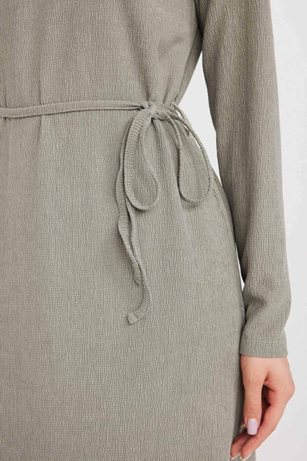 Regular Fit Bürümcük Uzun Kollu Midi Elbise D5024AX24AU - 3