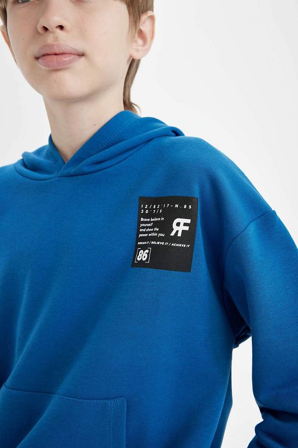Erkek Çocuk Oversize Geniş Kalıp Kapüşonlu Cepli Okul Sweatshirt D1644A824AU - 5