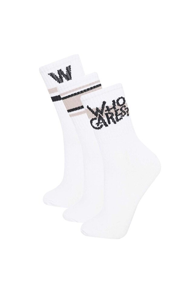 Women's 3-Piece Cotton Long Socks C6464Axns