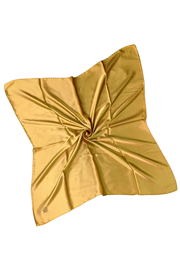 وشاح حريري ذهبي بلون سادة - 2