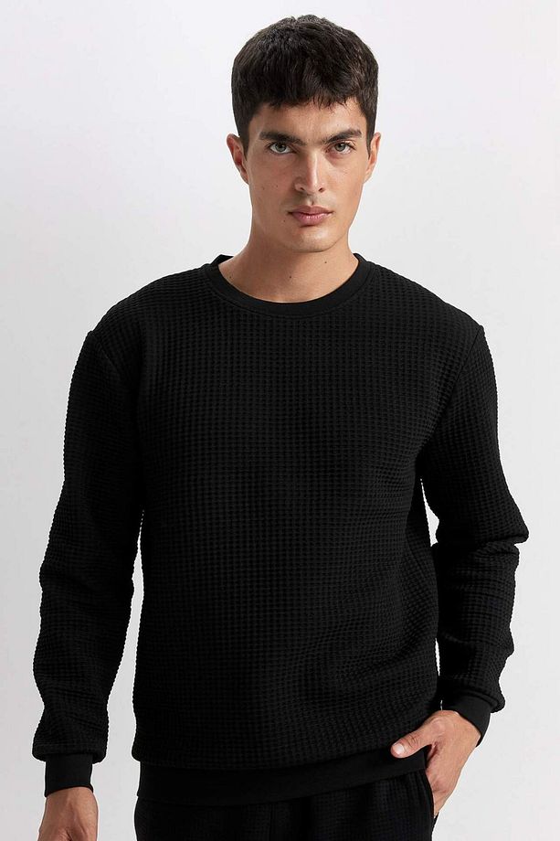 Regular Fit Bisiklet Yaka Jakarlı Sweatshirt D5392AX24AU - 1