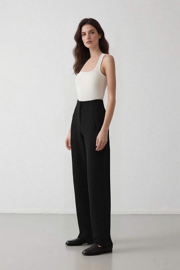 Crop Klasik Kumaş Pantolon Carrot Fit Fermuarlı Yüksek Bel Basic Düz Dar Paça C2466AX24AU - 3