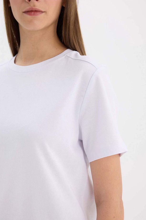 Regular Fit Bisiklet Yaka Casual Premium Basic Düz Kısa Kollu Tişört A9428AX24AU - 5