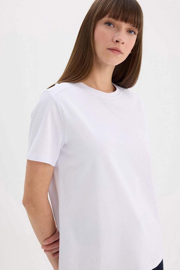 Regular Fit Bisiklet Yaka Casual Premium Basic Düz Kısa Kollu Tişört A9428AX24AU - 4