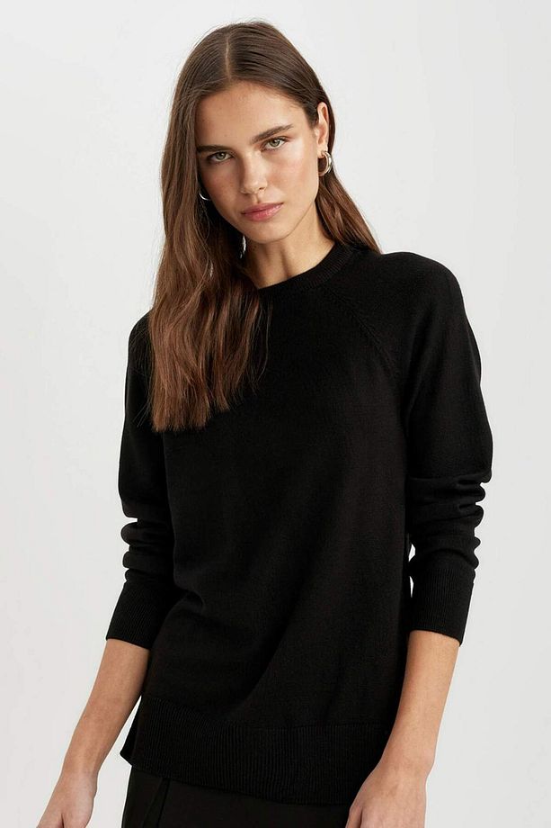 Regular Fit Yumuşak Dokulu Bisiklet Yaka Basic Düz Triko Kazak I6913AZ24WN - 1