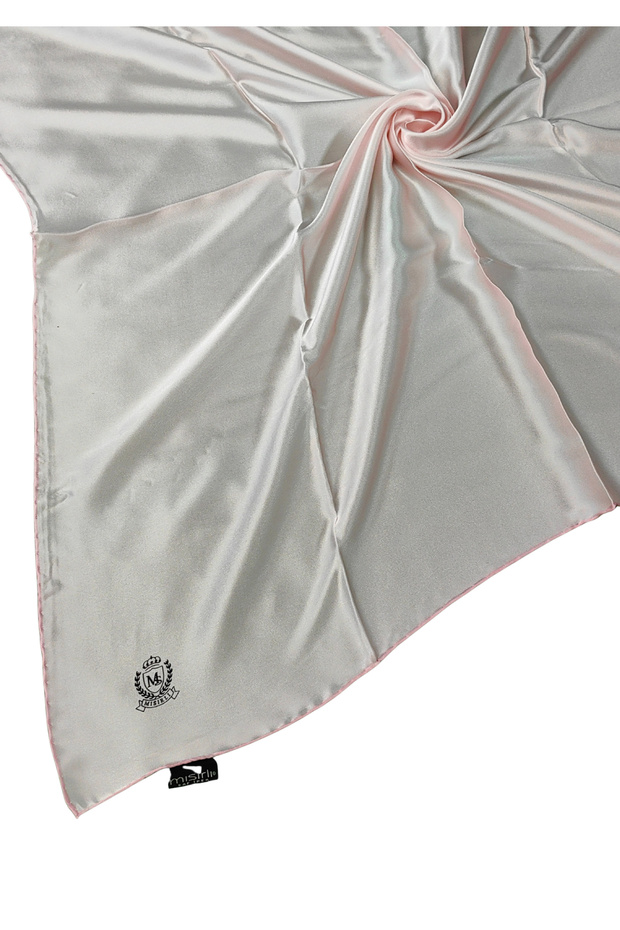 وشاح حريري ذهبي بلون سادة - 3