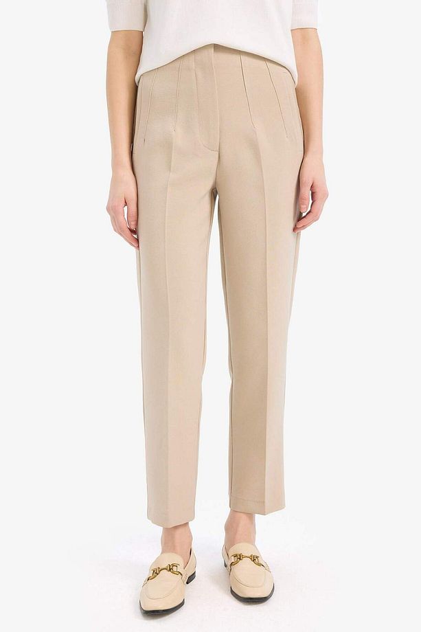 Crop Klasik Pantolon Carrot Fit Fermuarlı Yüksek Bel Basic Düz Dar Paça 25k801t03031 - 7
