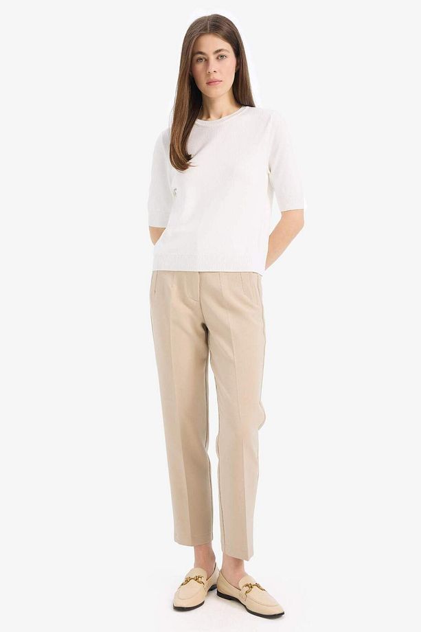 Crop Klasik Pantolon Carrot Fit Fermuarlı Yüksek Bel Basic Düz Dar Paça 25k801t03031 - 4