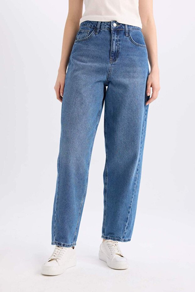 Carrot Fit High Waist Ankle Length Jean Washed Pants D8355Ax24Au