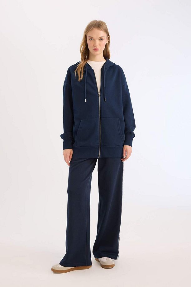Okula Dönüş Oversize Fit Kapüşonlu Kalın Kumaş Basic Hırka V4233az24wn - 2