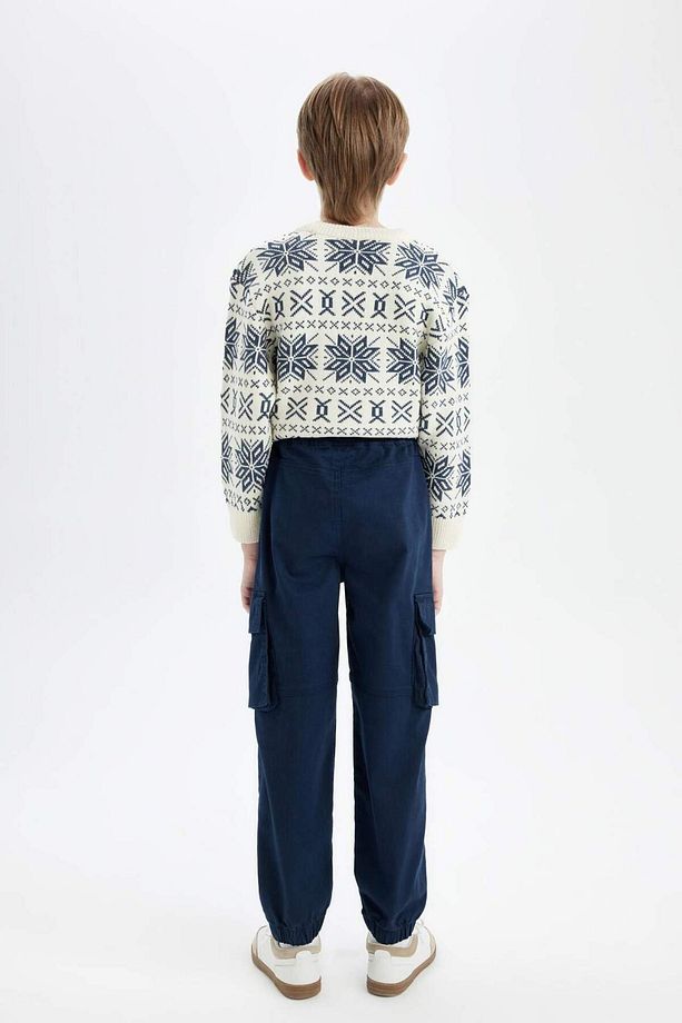 Erkek Çocuk Kargo Cepli Beli Bağcıklı Lastikli Paça Jogger Paça Gabardin Pantolon C6623A824AU - 8
