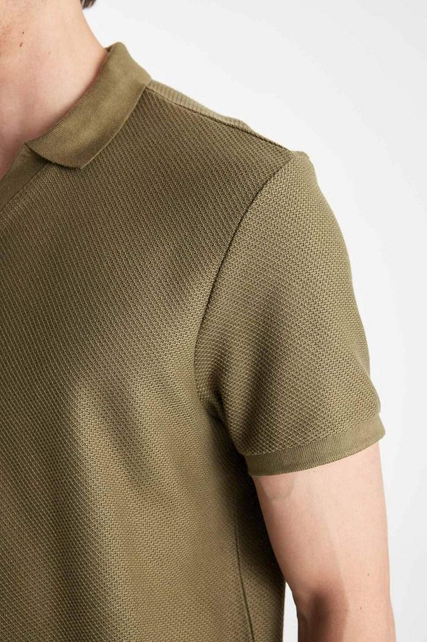 Regular Fit Kısa Kollu Örgü Görünümlü Polo Tişört A6849AX24SM - 5