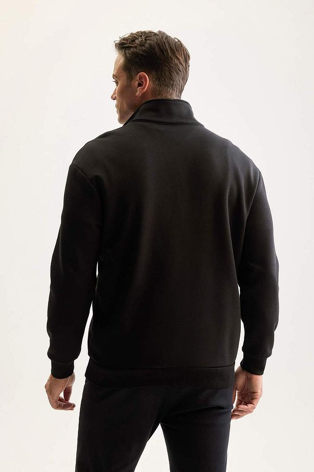 3 İplik Pamuklu Şardonlu İçi Polarlı Comfort Regular Fit Rahat Kalıp Dik Yaka Fermuarlı Kalın Sweats - 5