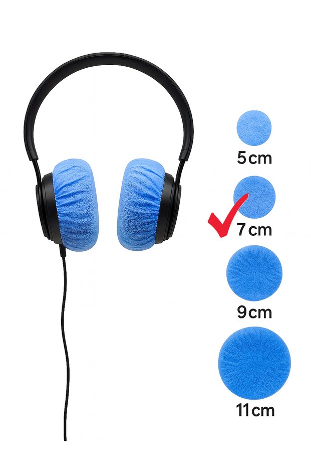 Disposable Headphone Cover, Headphone Case, Overshoes (Pack of 20) 7 cm (m) Blue