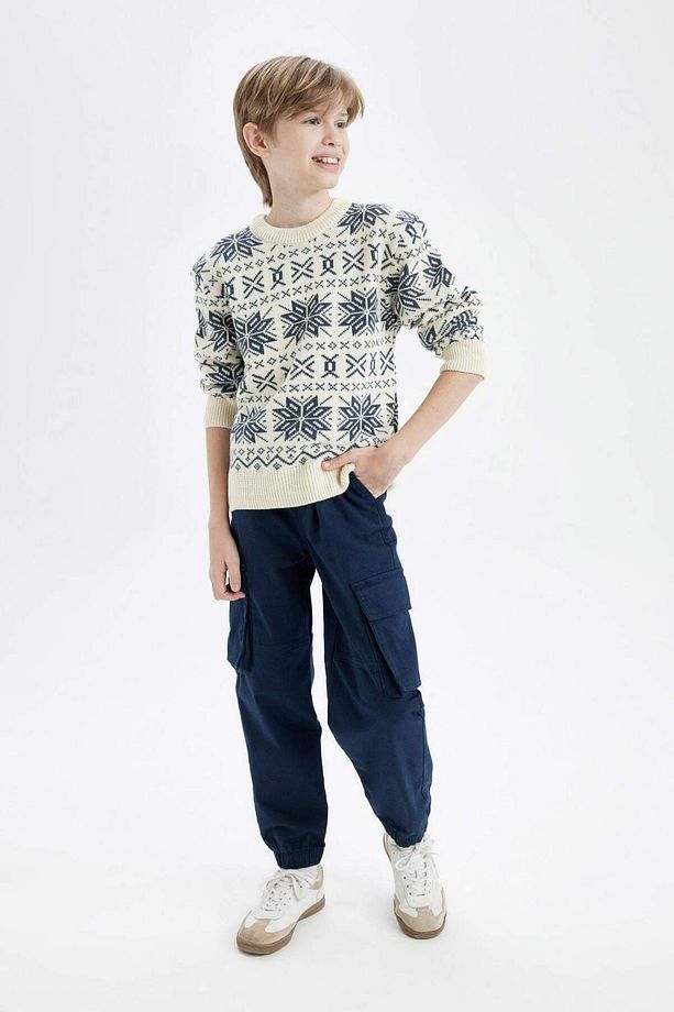 Erkek Çocuk Kargo Cepli Beli Bağcıklı Lastikli Paça Jogger Paça Gabardin Pantolon C6623A824AU - 3