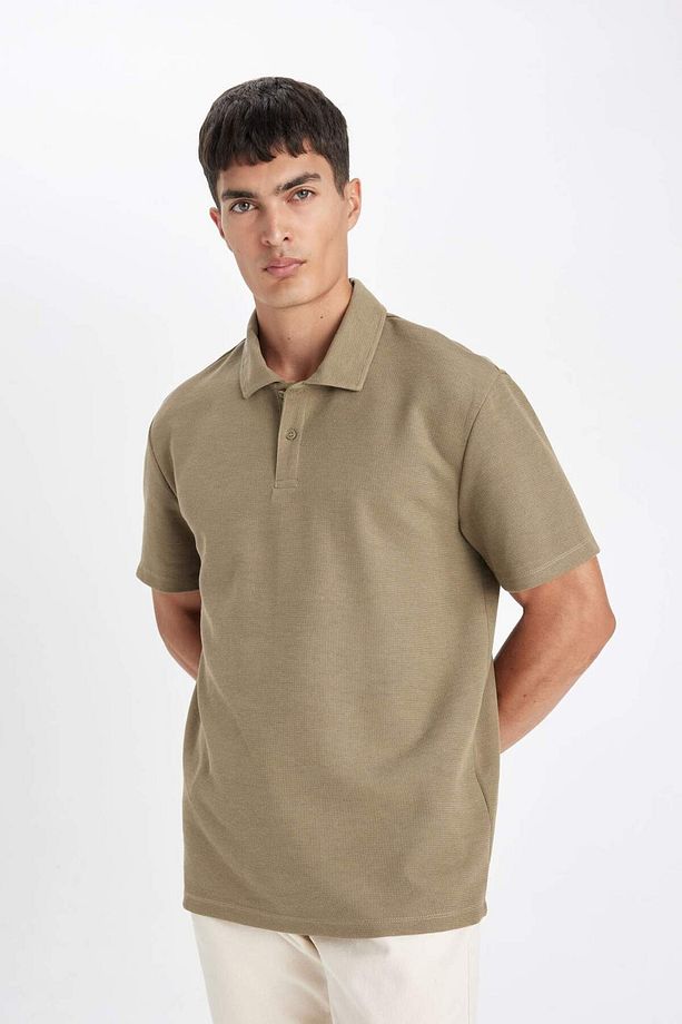 New Regular Fit Polo Yaka Basic Düz Kısa Kollu Siyah Tişört B4939AX24AU - 3