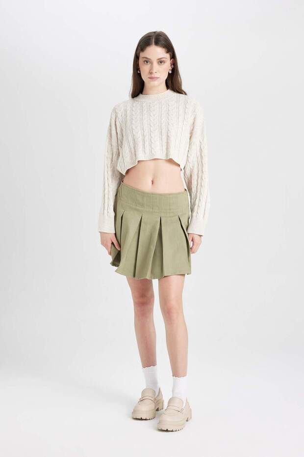 Coool Piliseli Normal Bel Basic Düz Gabardin Mini Etek D5265AX24AU - 2