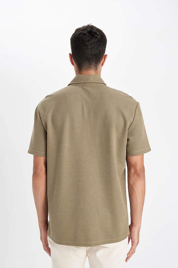 New Regular Fit Polo Yaka Basic Düz Kısa Kollu Siyah Tişört B4939AX24AU - 6