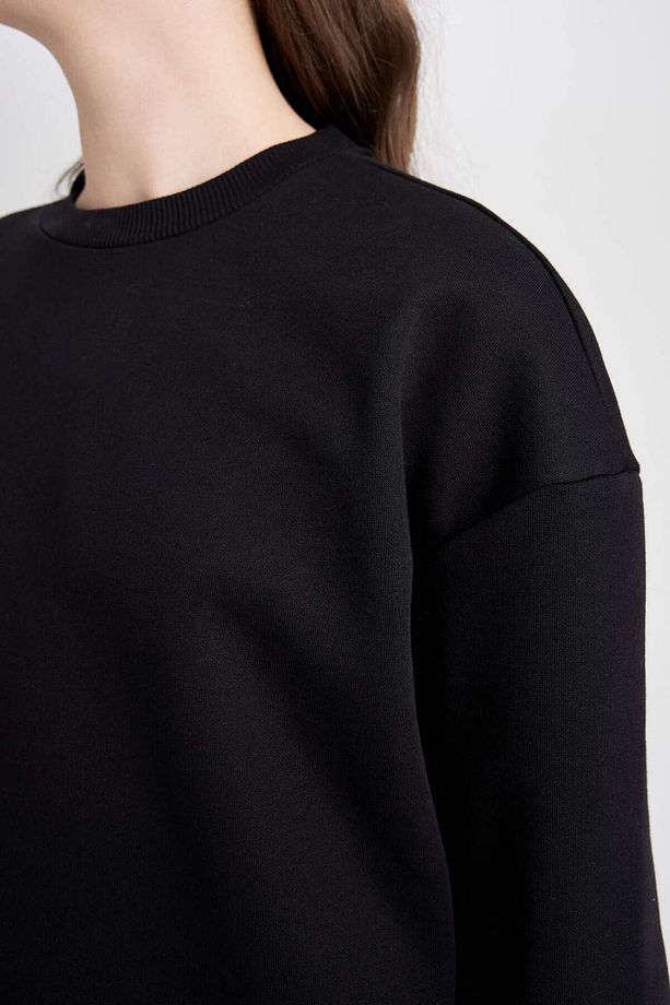 Regular Fit Bisiklet Yaka Kalın Basic Düz Sweatshirt D6645AX24WN - 5