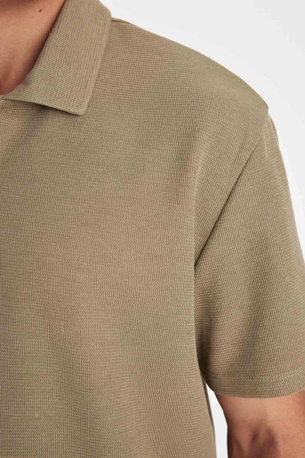 New Regular Fit Polo Yaka Basic Düz Kısa Kollu Siyah Tişört B4939AX24AU - 5
