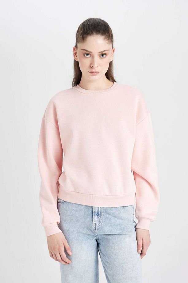 Regular Fit Bisiklet Yaka Kalın Basic Düz Sweatshirt D6645AX24WN - 3