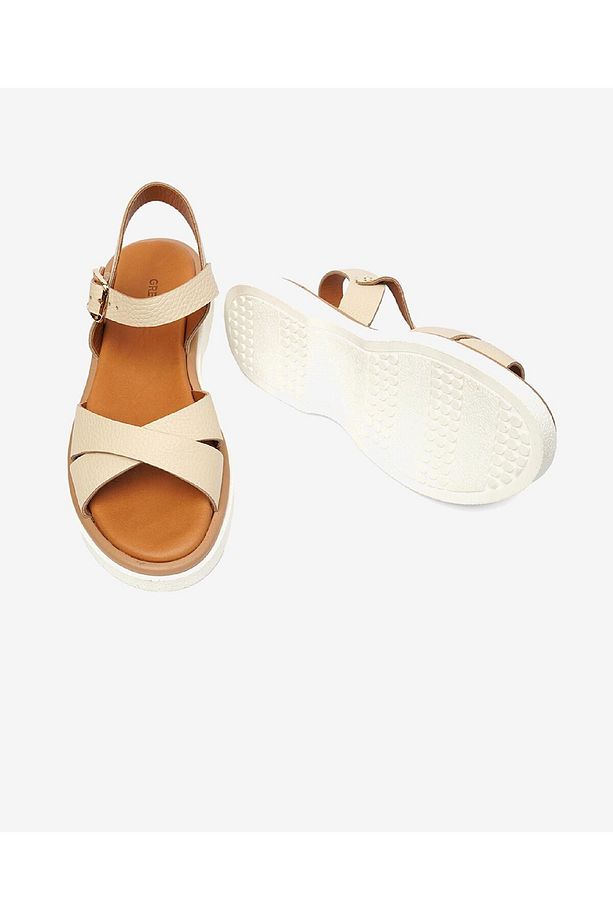 Kadın Bej Hakiki Deri Sandalet 4Y2CS59006 - 6