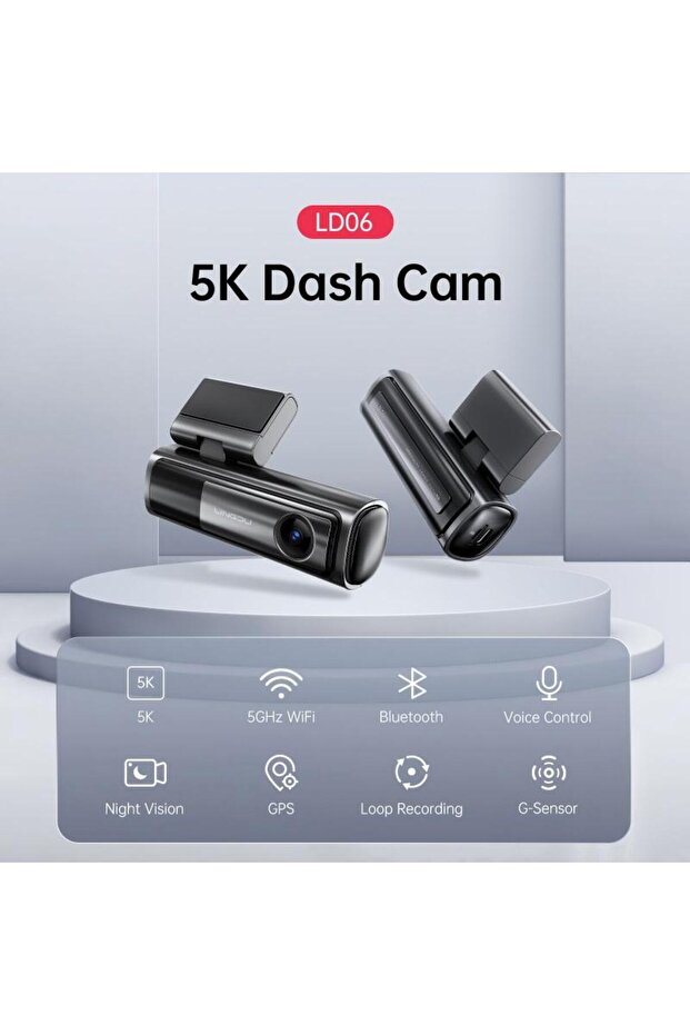 كاميرا LINGDU Dash Cam Bluetooth Car Dash Cam 5K Dash Cam أمامية وخلفية داخلية مع نظام تحديد المواقع العالمي (GPS) وشبكة WiFi 5G - 5