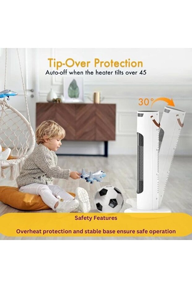 Ventilator Tower with Remote Control, LCD Display, Heating Levels - 6