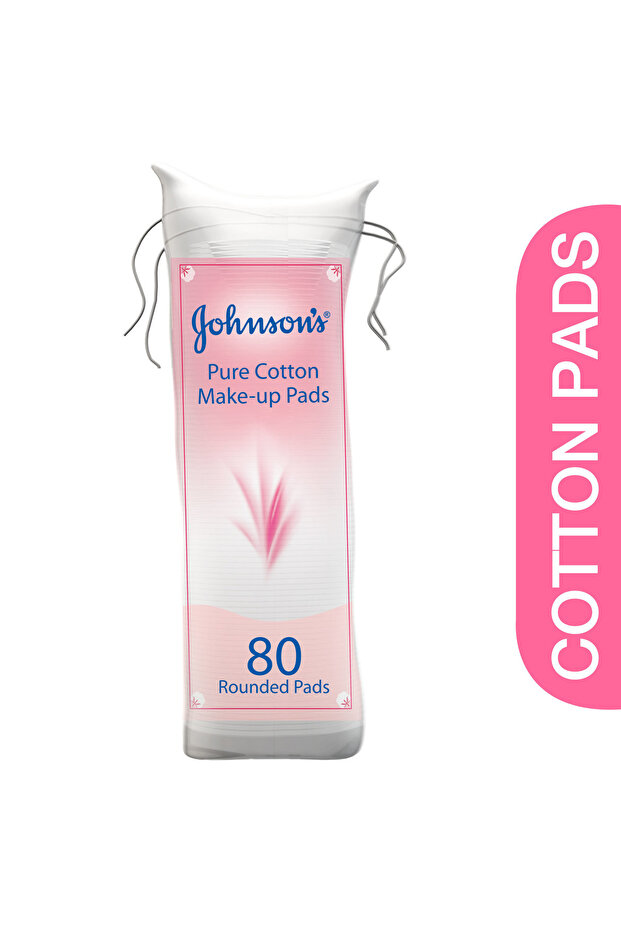 Johnson's Pure Cotton Pads 80pcs Soft, Lint-Free Cotton for Gentle Cleansing & Makeup Removal