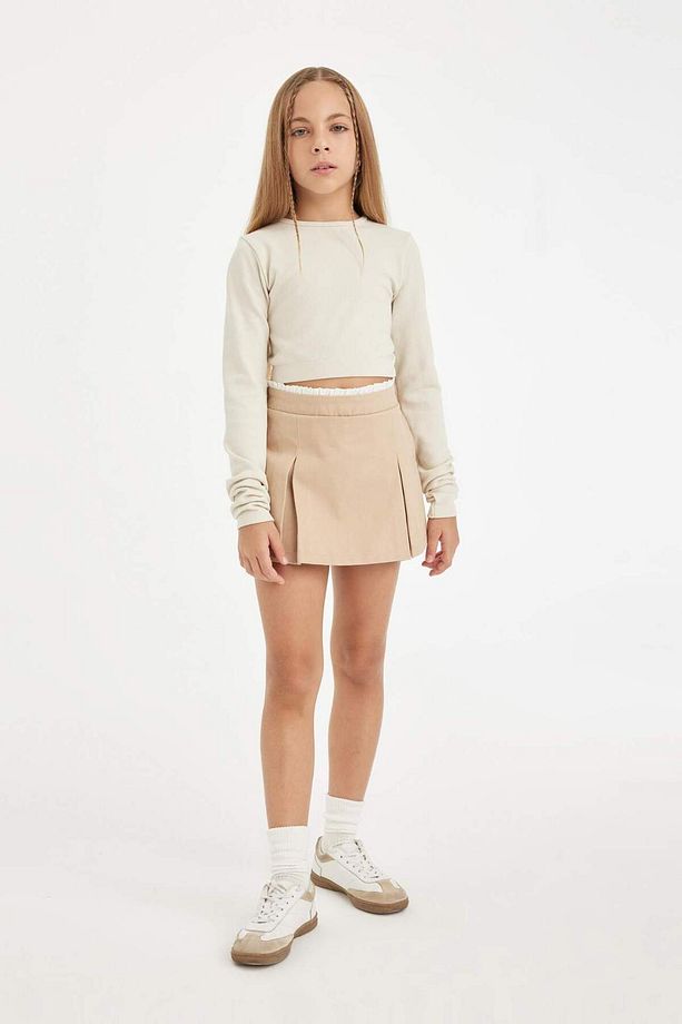 Kız Çocuk Beli Lastikli Gabardin Şort Etek D3213A824WN - 2