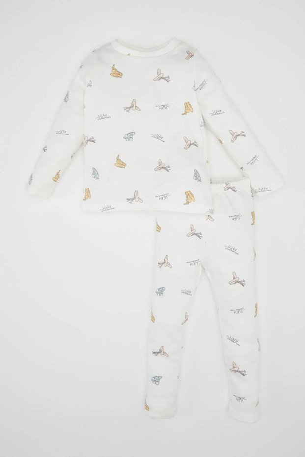 Baby Girls Pajamas Set Ballerina Printed Ribbed Camisole Long Sleeve Top with Elastic Waist Long Bottom D3630