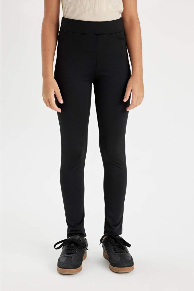 Kız Çocuk Standart Boy Siyah Basic Düz Tayt D4068A824WN - 4