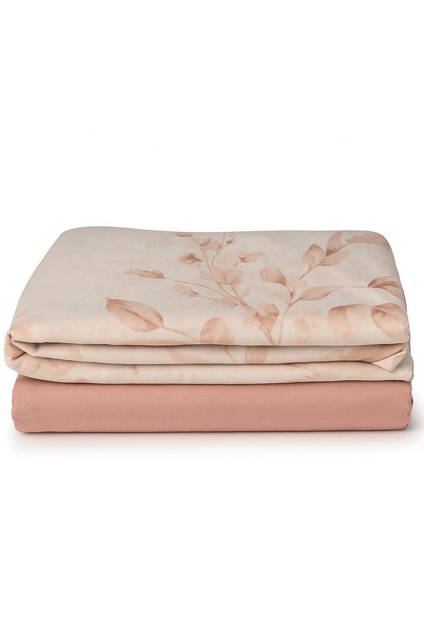 Plain King Size Nevresim Yastık Set Pudra Bej Mürdüm Kahve - 4
