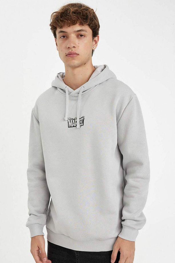 Marvel Logo Only Regular Fit Kapüşonlu Sweatshirt C6513AX24AU - 1