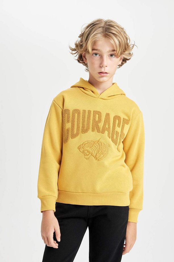 Erkek Çocuk Oversize Geniş Kalıp Baskılı Kapüşonlu Sweatshirt D3094A824AU - 3