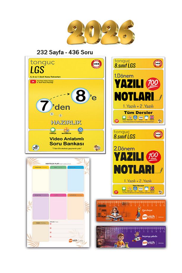 8. Sınıf 7 Den 8 E Hazırlık Seti Tüm Dersler 1 Ve 2 Dönem Yazılı Notları Set 3 Kitap - 1