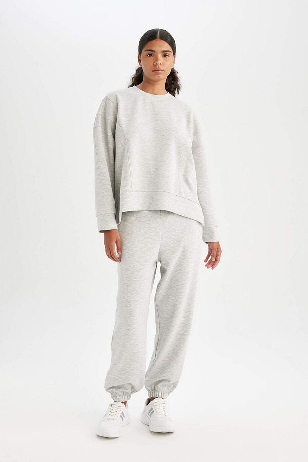 DeFactoFit Oversize Geniş Kalıp İnce Sporcu Eşofman Altı Çift Cepli Jogger Paça Standart Boy Skuba D - 3