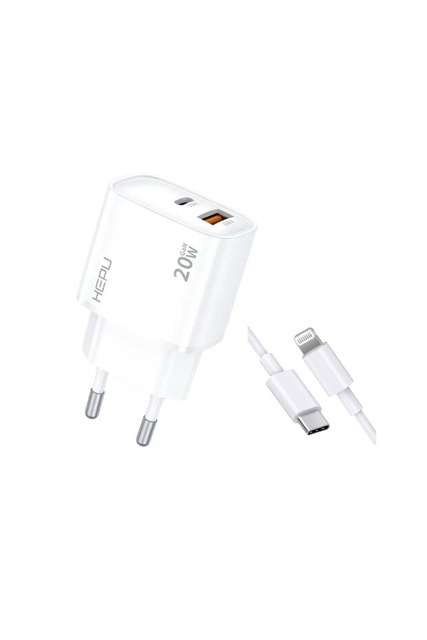 Hepu 20w Gan Pd Girişli Hızlı Şarj Aleti 3.0 Qualcomm Usb-c & Lightning Kablo Çift Çıkışlı Iphone - 1