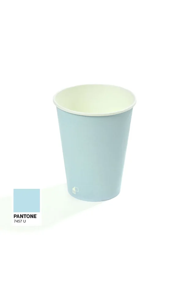 14 oz Single Wall Baskılı Karton Bardak (Açık Mavi) 50 Adet - 1