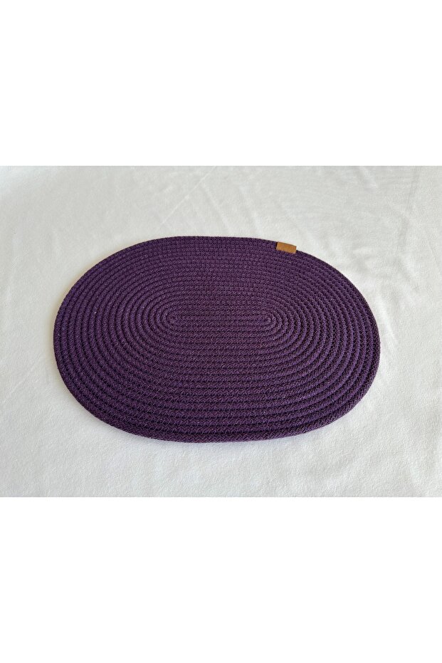 Jute Placemat, Table Decor Supla Oval Purple 30X40 Set of 8