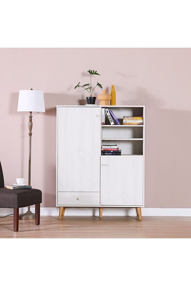 Patterson Display Cabinet - Light Oak, 2-Yr Warranty, Stylish Storage for Office/Home, 103x40x135cm
