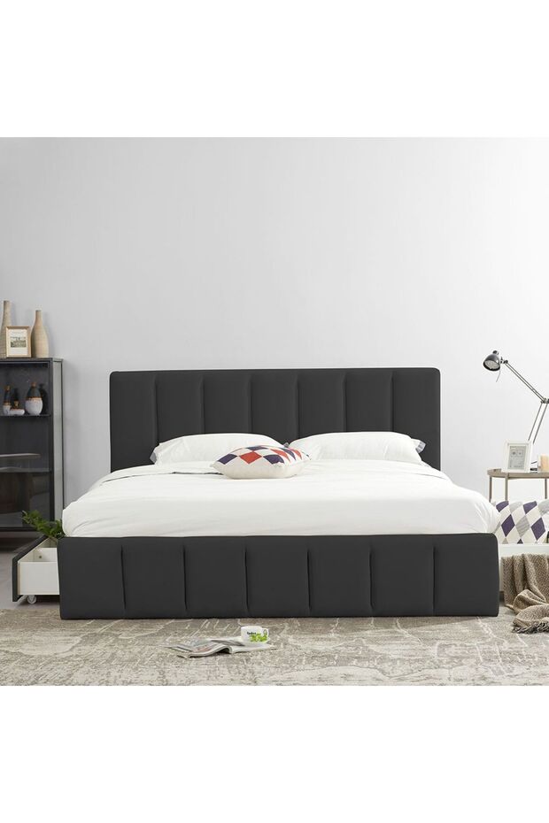 Vista 180x200 King Bed with 4 Drawers - Black L220xW191xH111cm