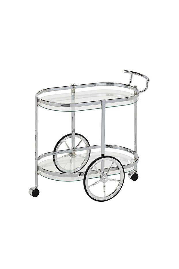 Hedo Clear & Silver Serving Trolley - Stylish Metal Design for Dining Room, 2 Year Warranty