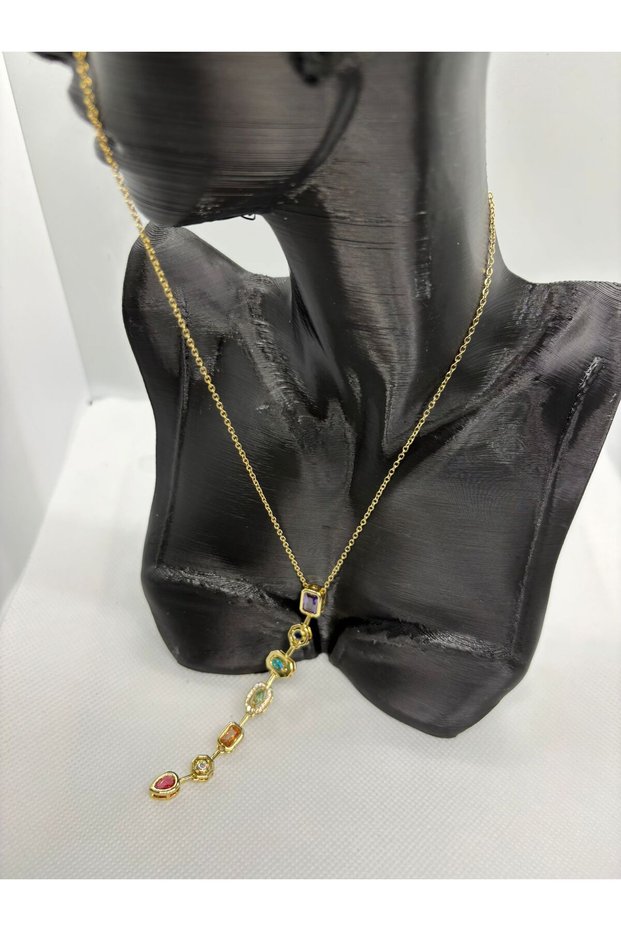 Stylish and Elegant Steel Gold Y Model Necklace – Stainless Steel, Modern Design