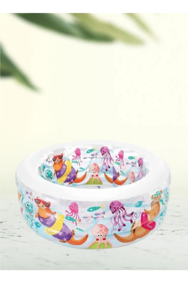 حوض سباحة دائري صغير قابل للنفخ وقابل للحمل - 2