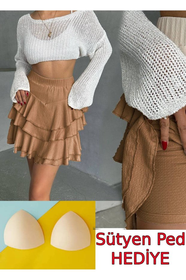 Skirt Shorts Ruffled Skirt Shorts Mini Skirt Shorts High-Waisted Skirt Stretch Fabric Skirt Gift Product